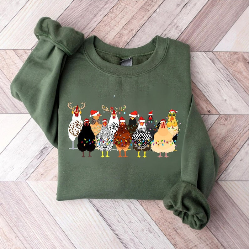Chicken Christmas Lights Sweatshirt