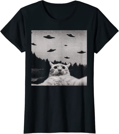 Alien UFO Funny Cat T-Shirt